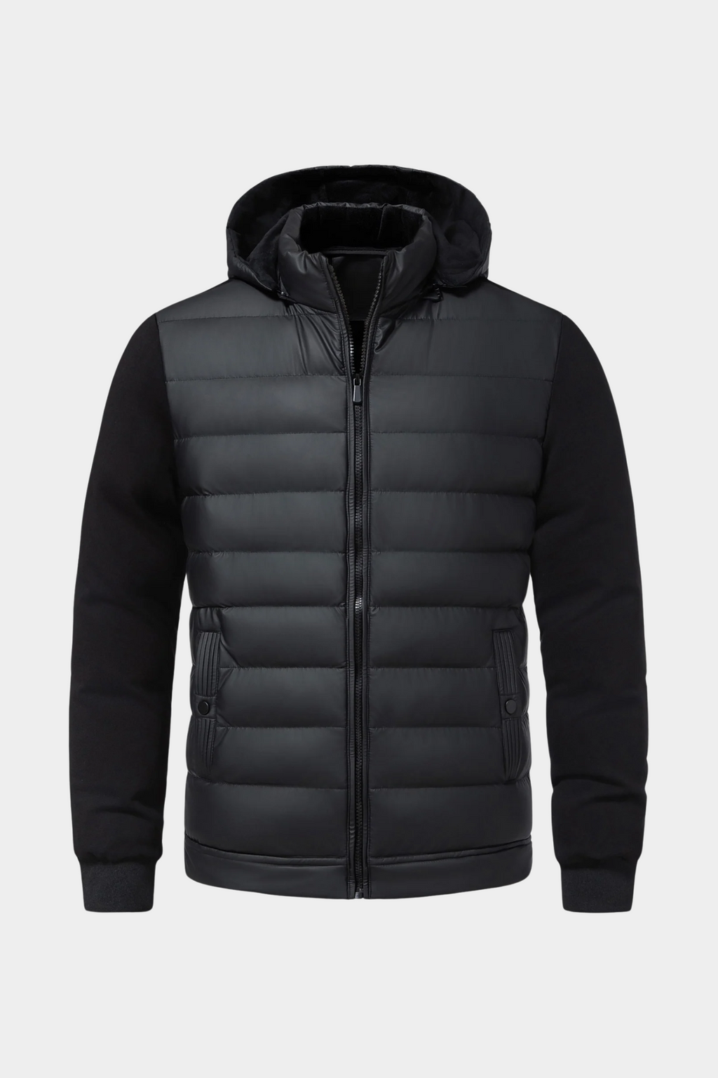 Men's Hooded Quilted Hybrid Jacket, Detachable Hood