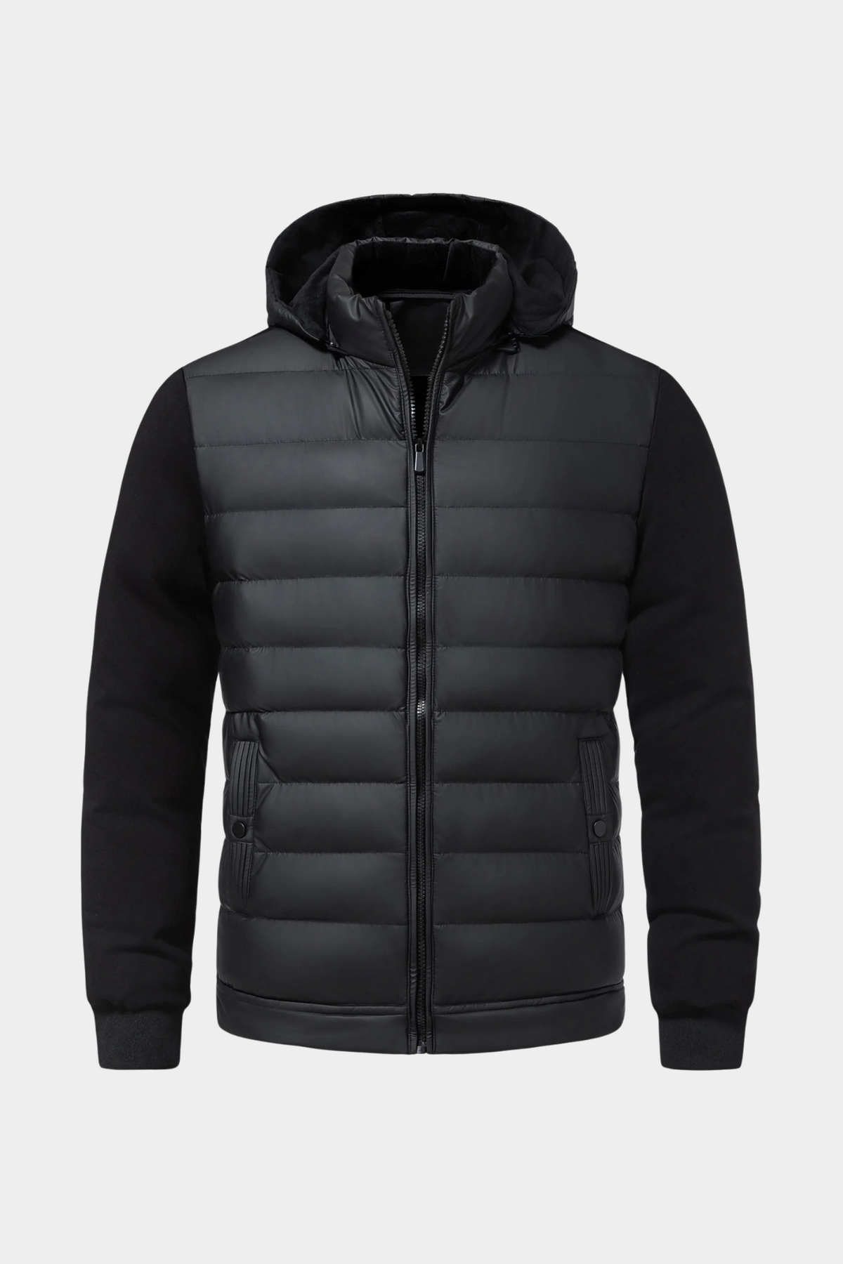 Men's Hooded Quilted Hybrid Jacket, Detachable Hood