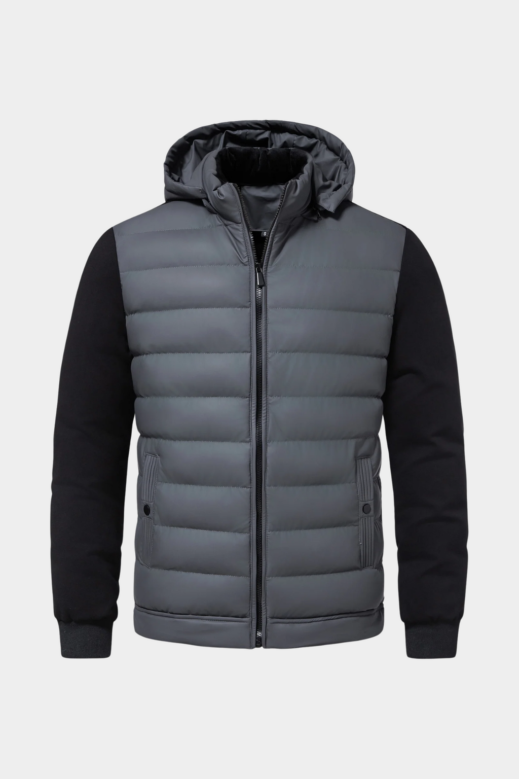 Men's Hooded Quilted Hybrid Jacket, Detachable Hood