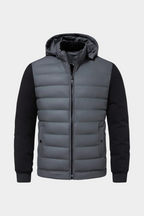 Men's Hooded Quilted Hybrid Jacket, Detachable Hood