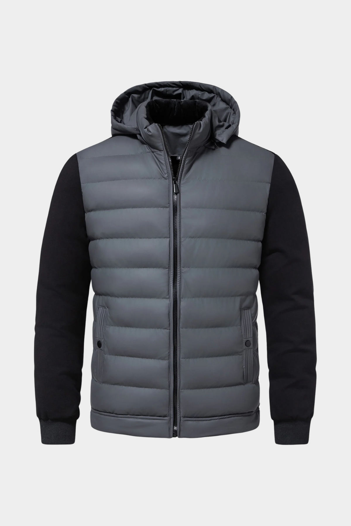 Men's Hooded Quilted Hybrid Jacket, Detachable Hood