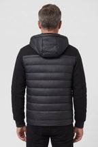 Men's Hooded Quilted Hybrid Jacket, Detachable Hood - back