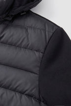 Men's Hooded Quilted Hybrid Jacket, Detachable Hood - detail
