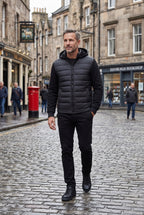 Men's Hooded Quilted Hybrid Jacket, Detachable Hood - lifestyle