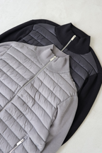 Men's Quilted Hybrid Bomber Jacket, Ribbed Knit Sleeves