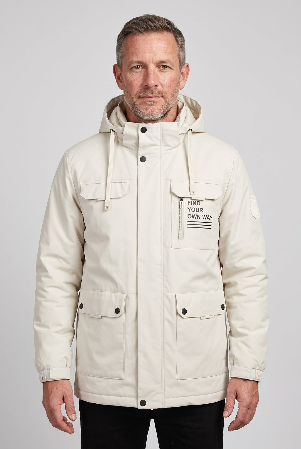 Men's Hooded Waterproof Utility Jacket, Detachable Hood