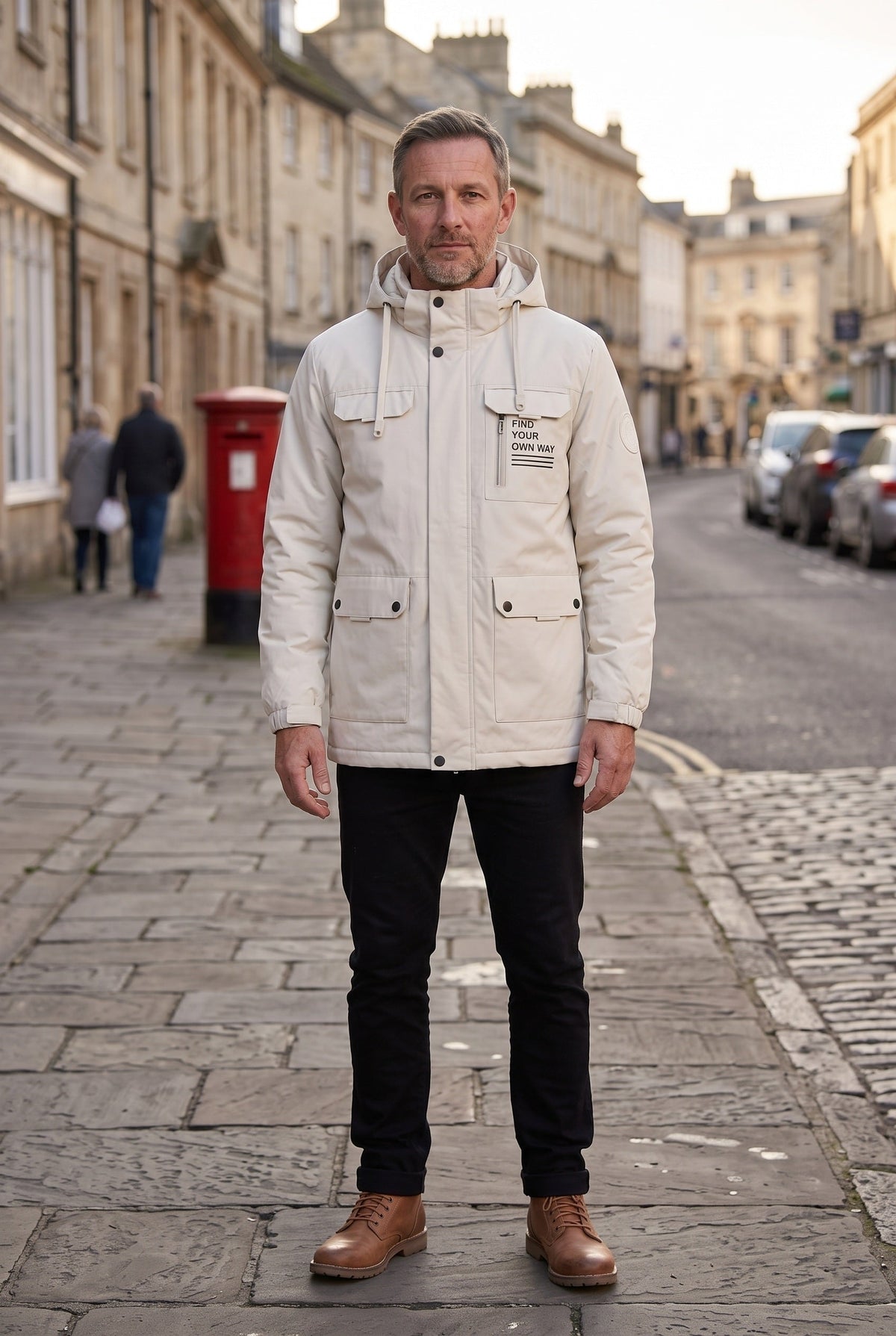 Men's Hooded Waterproof Utility Jacket, Detachable Hood