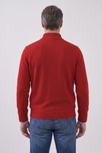 Men's Knitted Sweater, Quarter-Zip Stand Collar - back