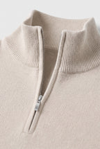 Men's Knitted Sweater, Zip Funnel Neck - detail