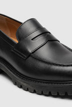Men's Black Penny Loafers side view