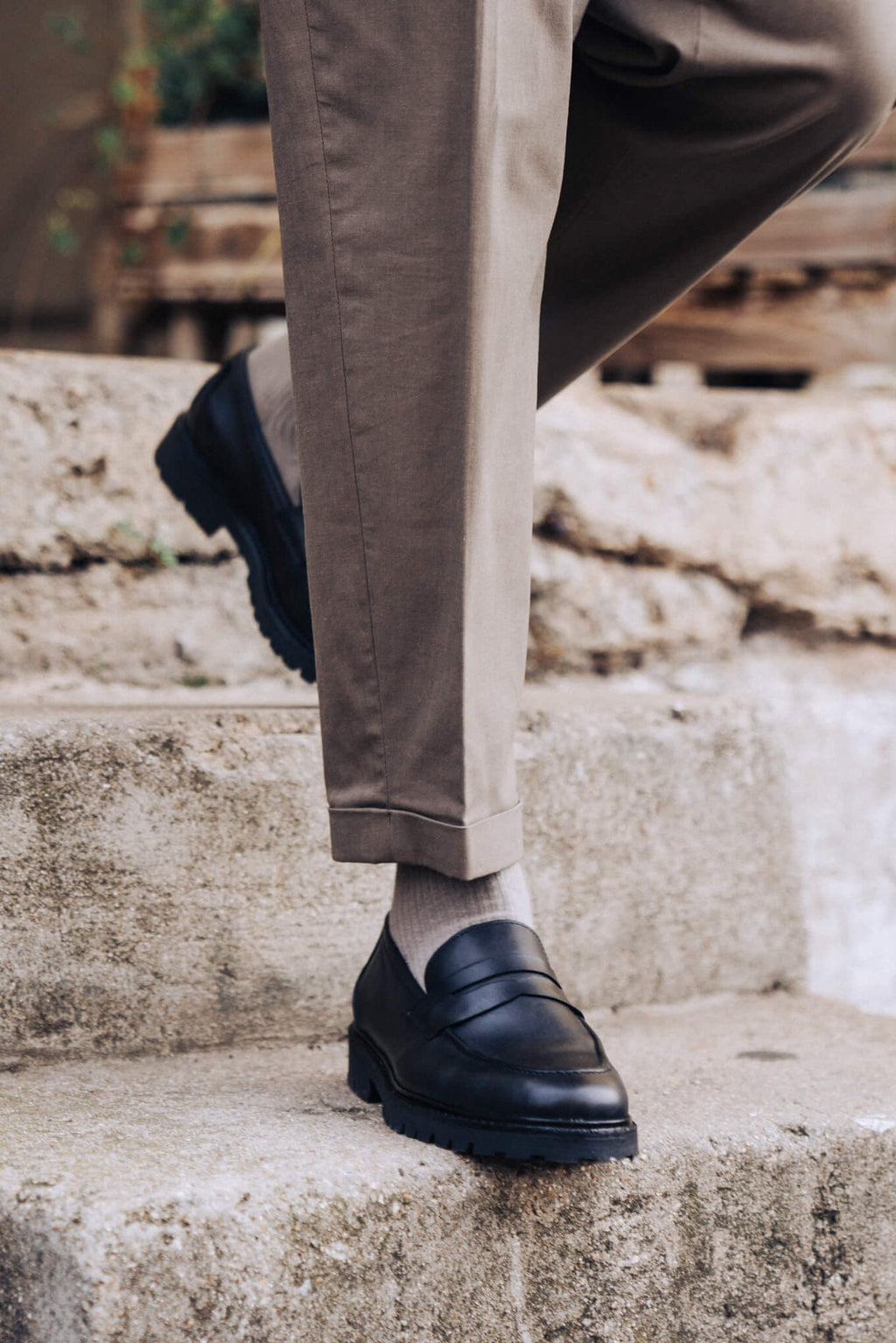 Men's Black Penny Loafers view