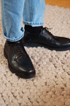 Men's Black Derby Shoes, Apron Toe view