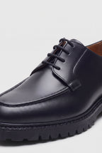 Men's Black Derby Shoes, Apron Toe side view