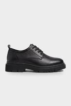 Men's Black Derby Shoes, Chunky Lug Sole