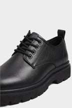 Men's Black Derby Shoes, Chunky Lug Sole side view
