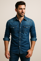 Men's Casual Denim Shirt styling detail