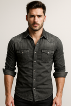 Men's Casual Denim Shirt cuff detail