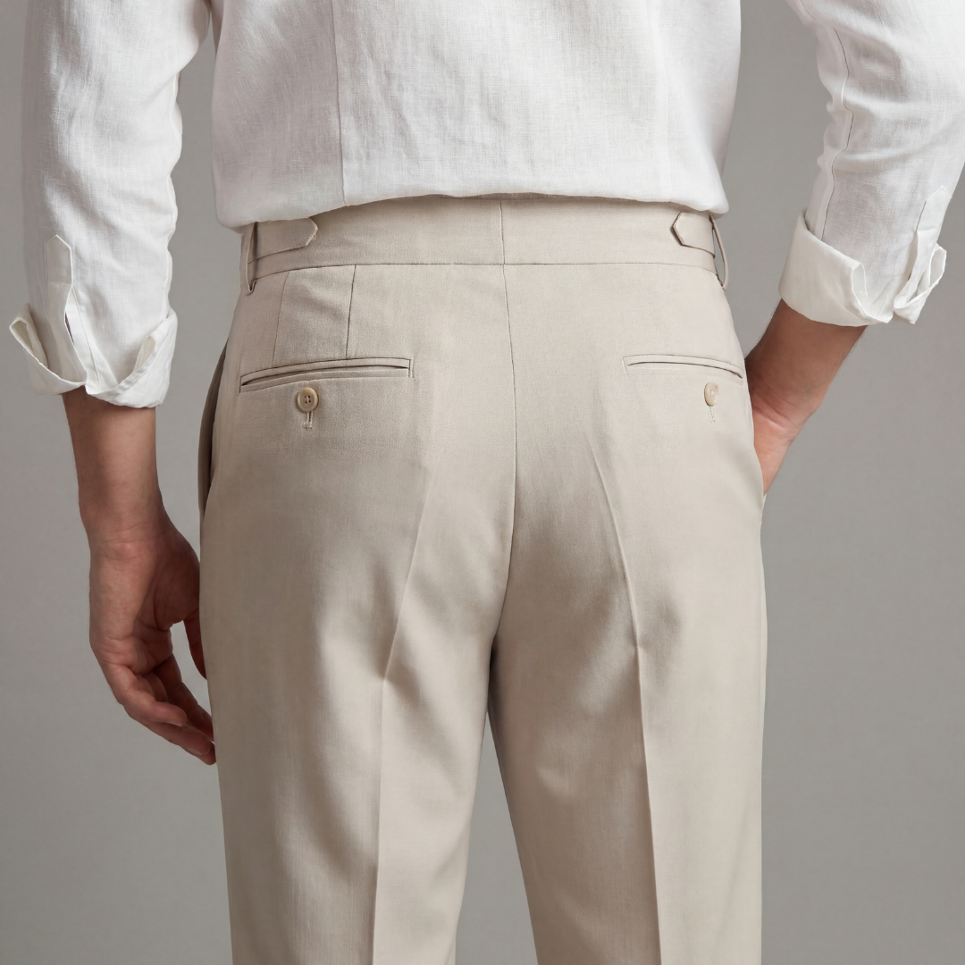 Men's Tailored-Fit Trousers with Single Front Pleat