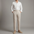 Men's Tailored-Fit Trousers with Single Front Pleat