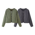 Women's Quilted Bomber Jacket with Front Zip – detail