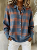 Women's Knitted Check Blouse