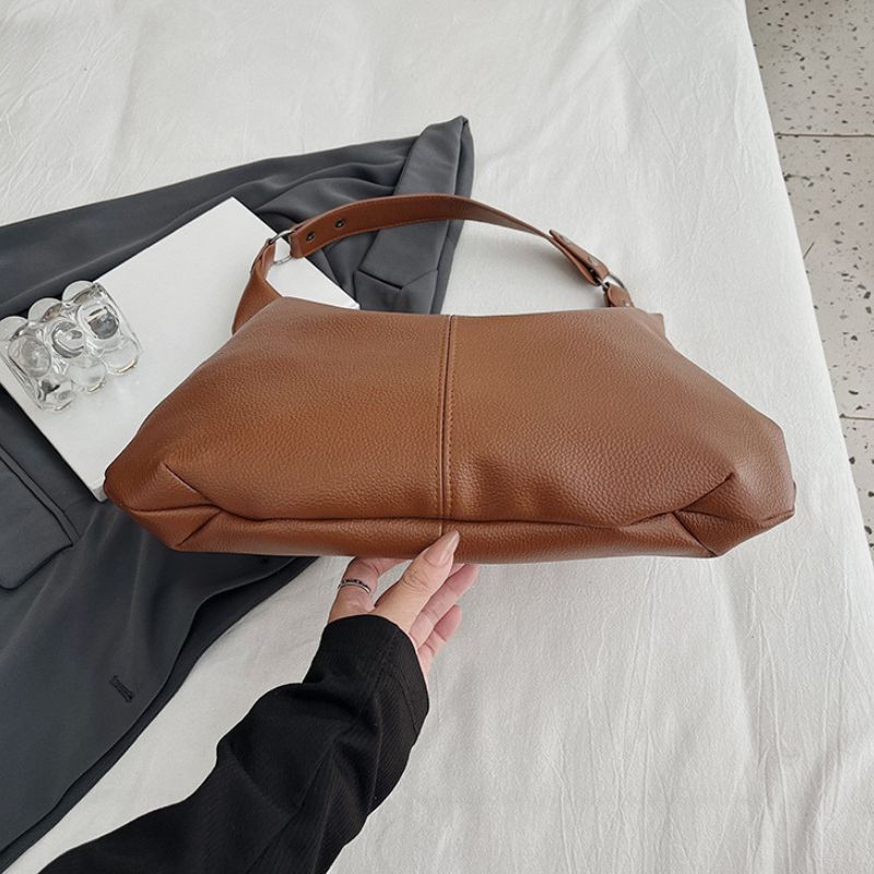 Women's Oversized Leather Hobo Shoulder Bag, Soft Crescent Shape
