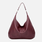 Women's Oversized Leather Hobo Shoulder Bag, Soft Crescent Shape