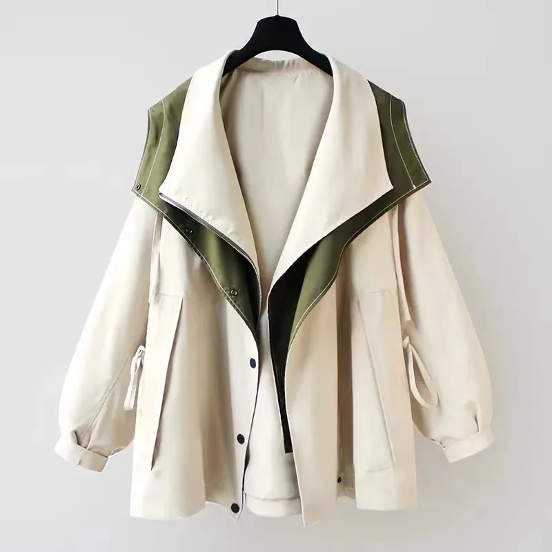 Women's Bicolour Hooded Short Jacket, Zip Front – view 14
