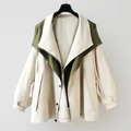 Women's Bicolour Hooded Short Jacket, Zip Front – view 2