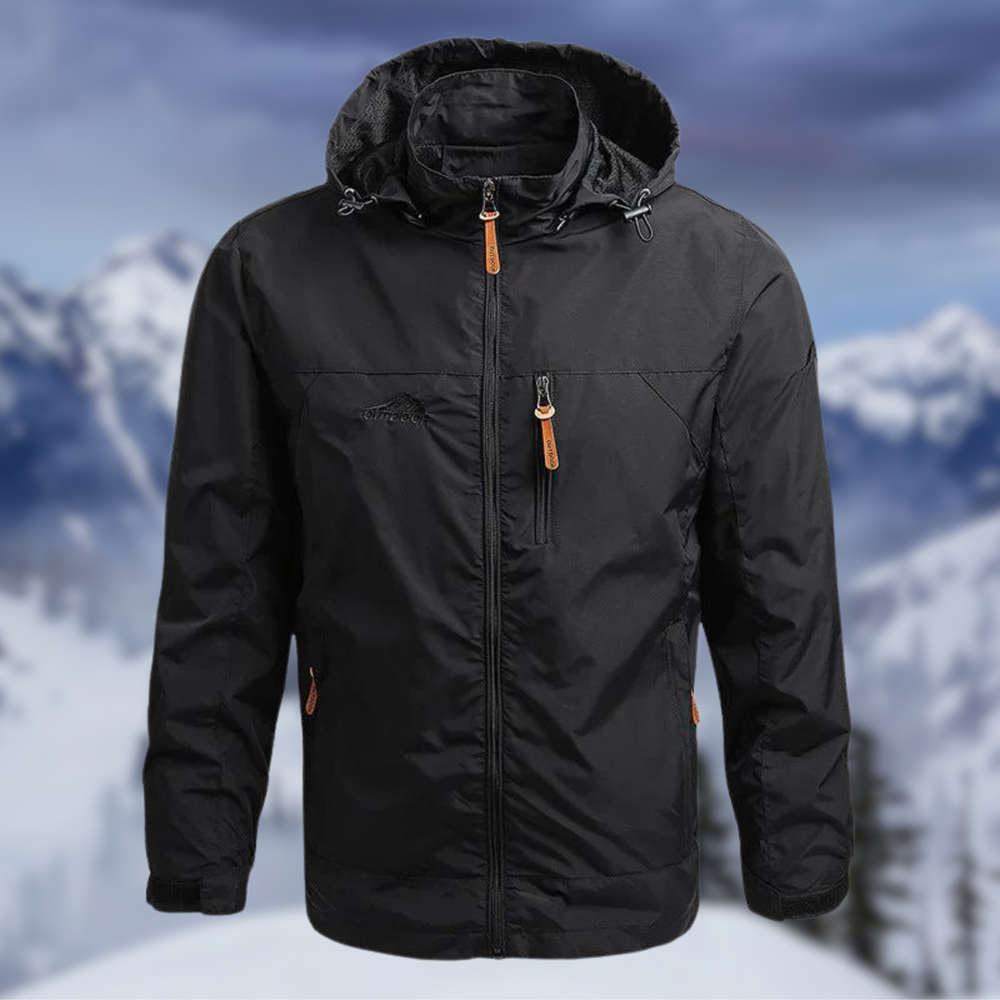 Men's Hooded Water-Resistant Jacket, Windproof Zip-Up