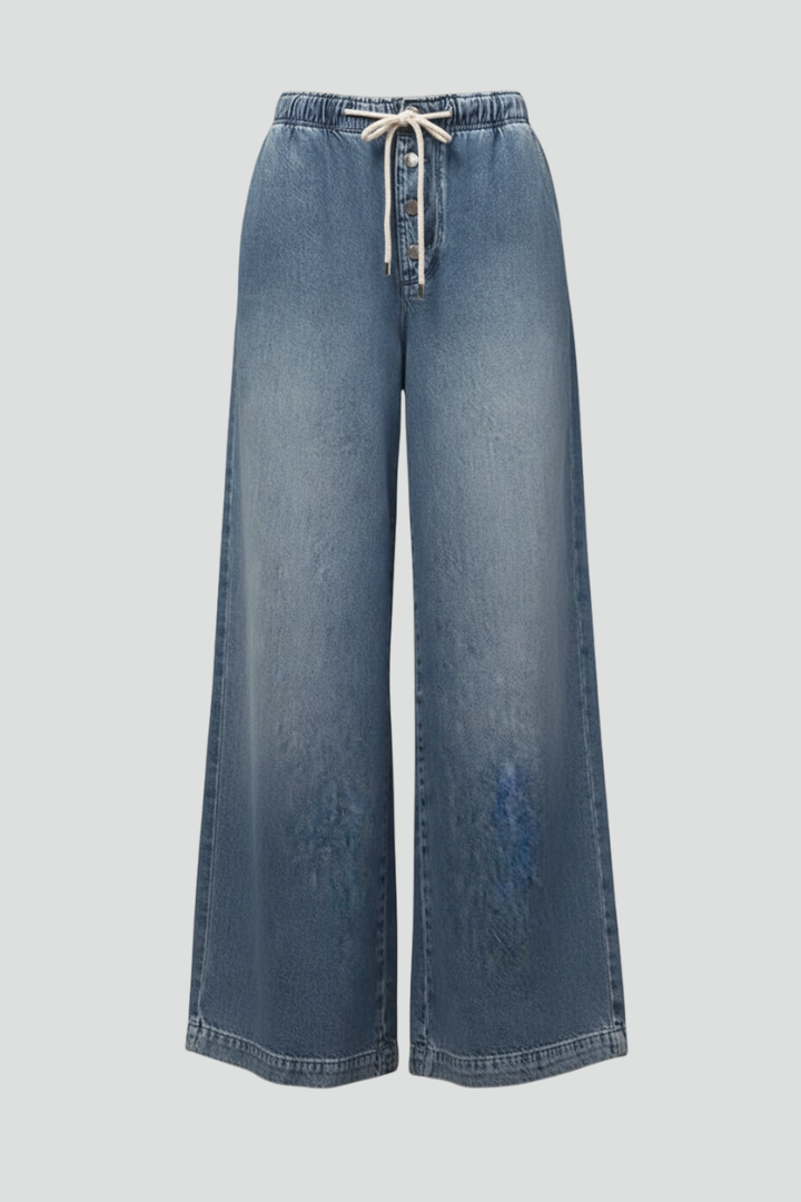 Women's Relaxed Wide-Leg Drawstring Jeans
