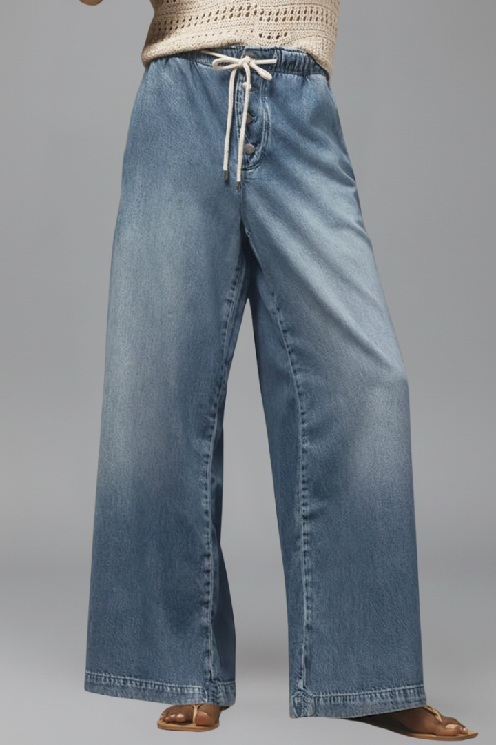 Women's Relaxed Wide-Leg Drawstring Jeans