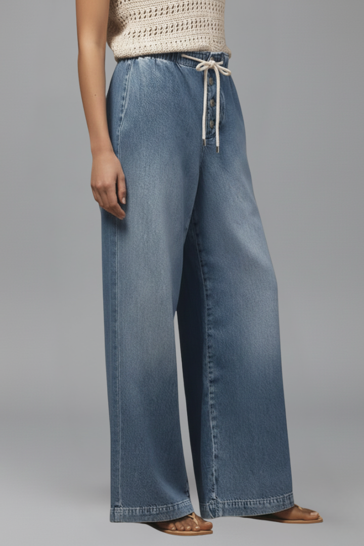 Women's Relaxed Wide-Leg Drawstring Jeans