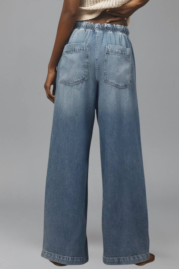 Women's Relaxed Wide-Leg Drawstring Jeans