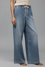 Women's Relaxed Wide-Leg Drawstring Jeans