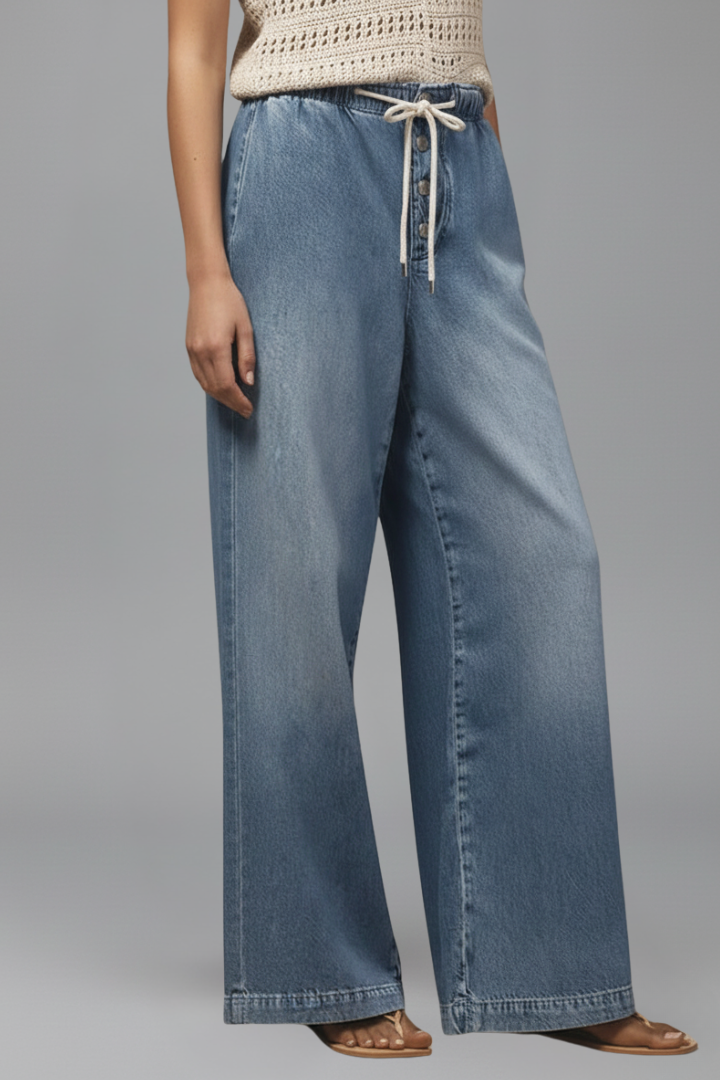 Women's Relaxed Wide-Leg Drawstring Jeans