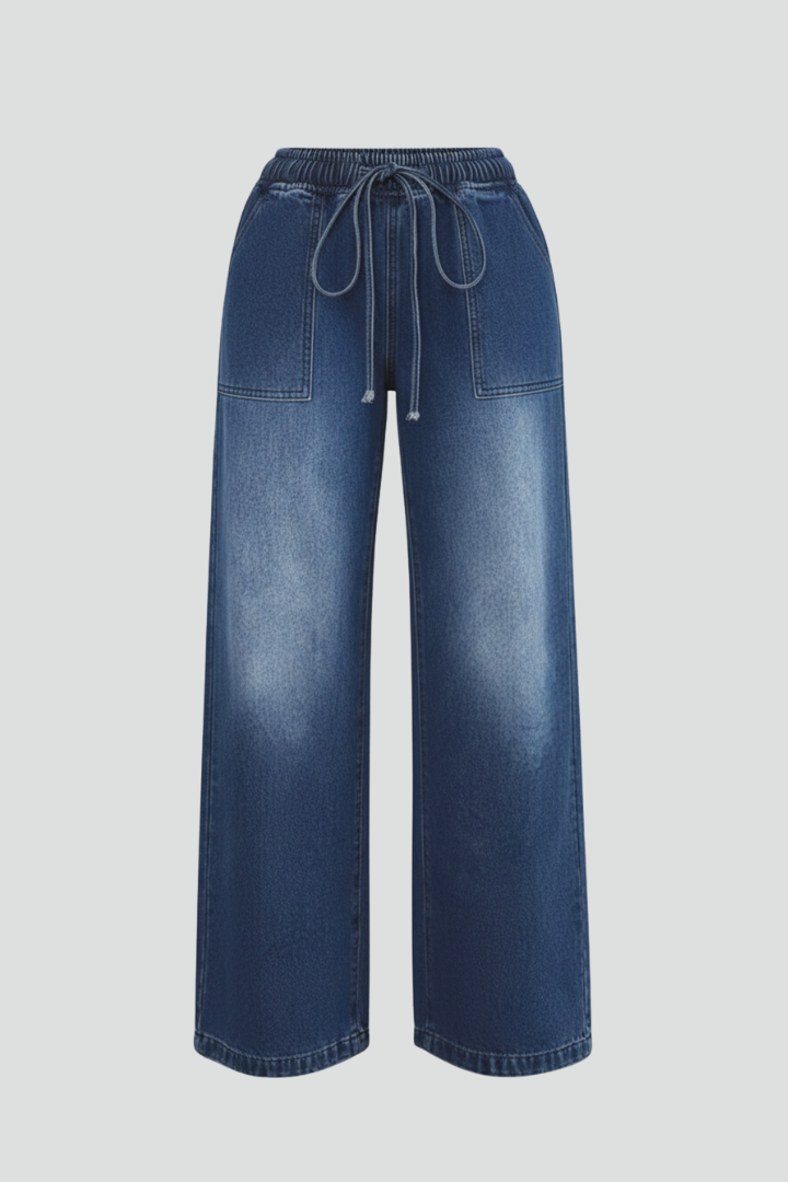 Women's Wide-Leg Trousers with Patch Pockets