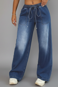 Women's Wide-Leg Trousers with Patch Pockets