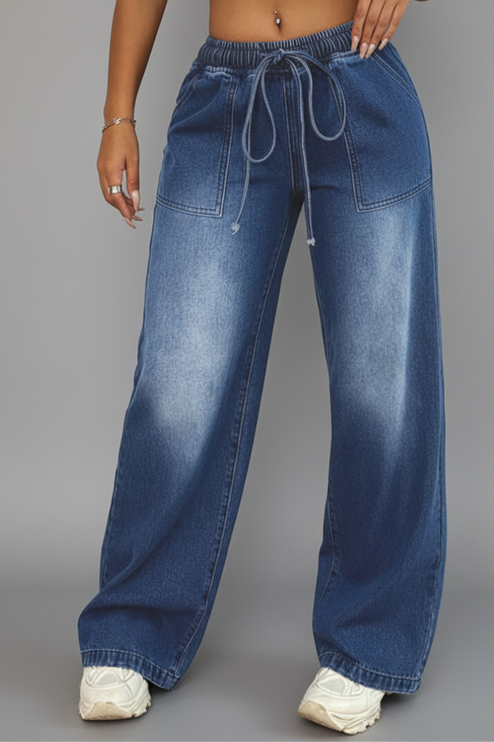Women's Wide-Leg Trousers with Patch Pockets