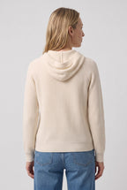 Women's Relaxed Ribbed Hoodie, Drawstring Pullover - back