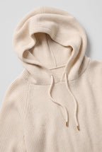Women's Relaxed Ribbed Hoodie, Drawstring Pullover - detail