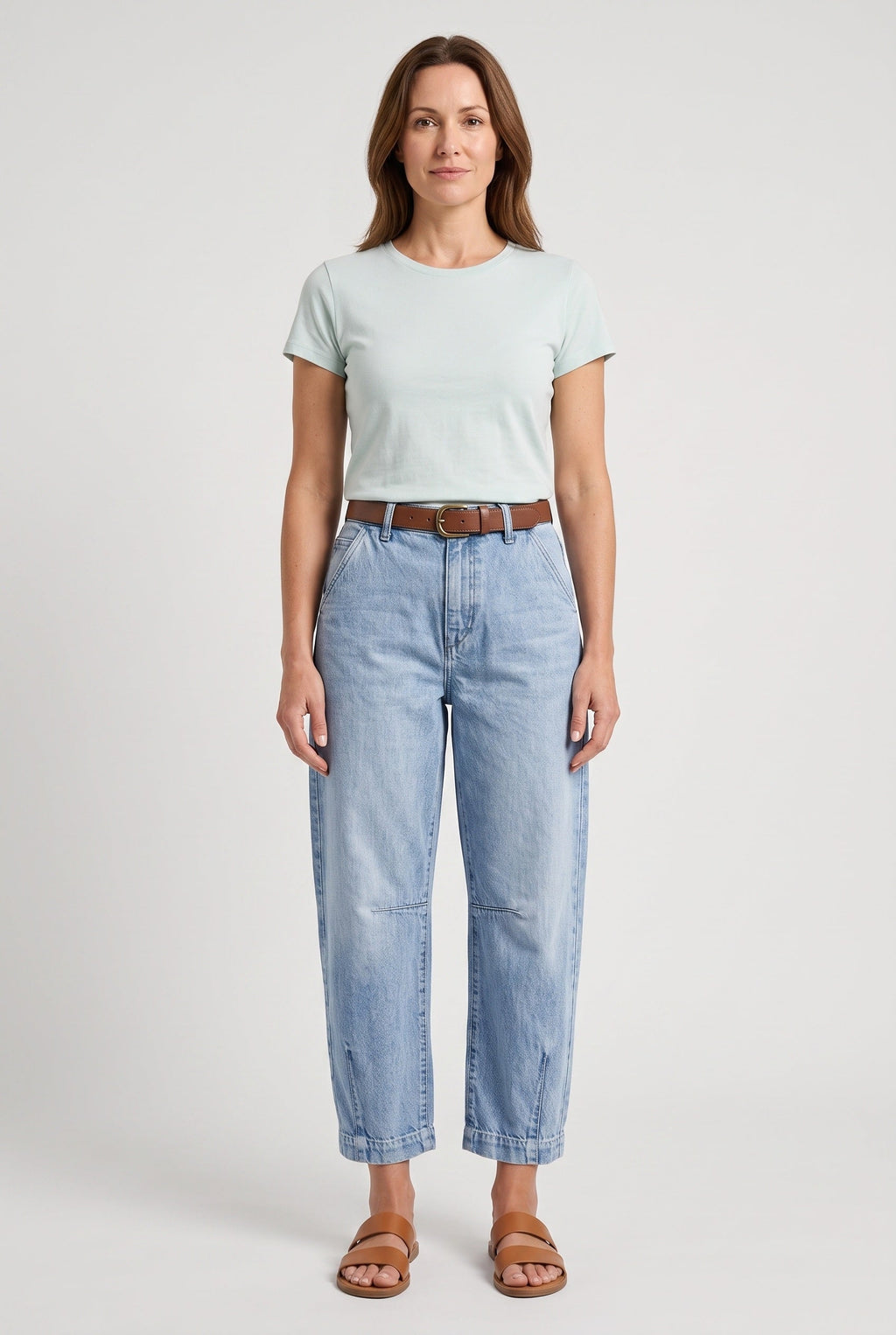 Women's High-Waist Barrel-Leg Cropped Jeans view