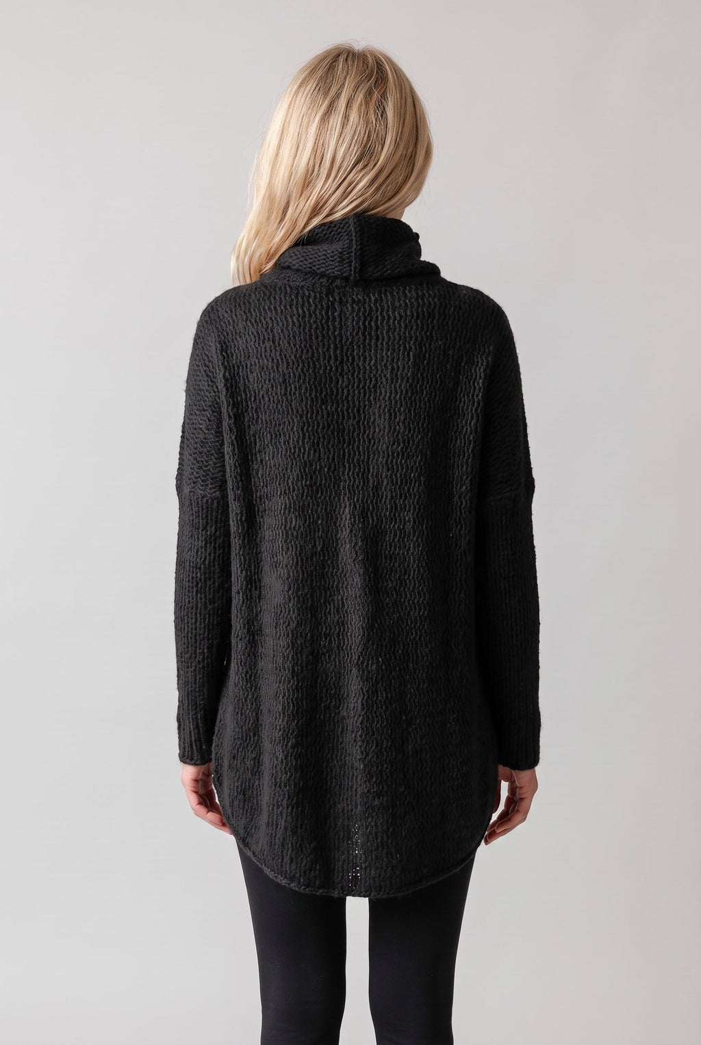 Women's Chunky Knit Sweater Dress, Funnel Neck - back