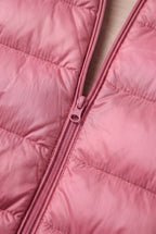 Women's Hooded Longline Puffer Jacket in Pink, detail