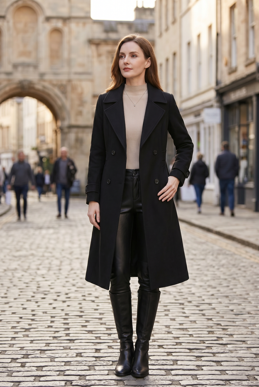Women's Double-Breasted Longline Trench Coat