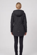 Women's Hooded Padded Waterproof Coat, Longline Drawcord Waist