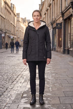 Women's Hooded Padded Waterproof Coat, Longline Drawcord Waist