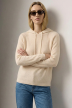 Women's Relaxed Ribbed Hoodie, Drawstring Pullover