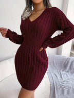 Women's Cable-Knit Sweater Dress, Cinched Waist – view 4