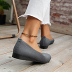 Knit ballet flats with ribbed texture detail